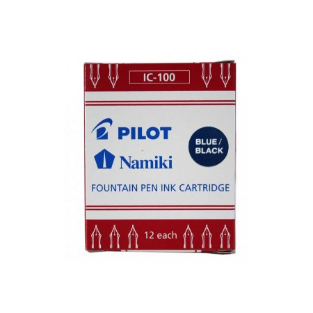 Pilot Fountain Ink Cartridges IC-100 (12 pcs) - Blue/Black