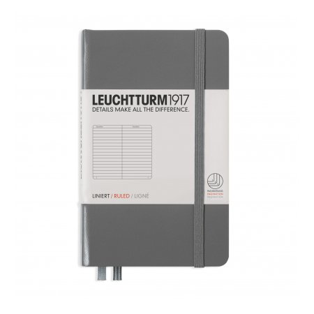 Leuchtturm1917 Notebook A6 Hardcover Ruled - Anthracite
