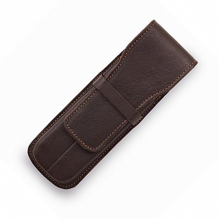 Sonnenleder Karasek Leather Pen Case for 2 Pens - Mocha Brown