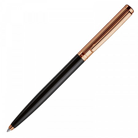 Otto Hutt Design 01 Rose Gold Guilloche Pinstripe Black - Ballpoint
