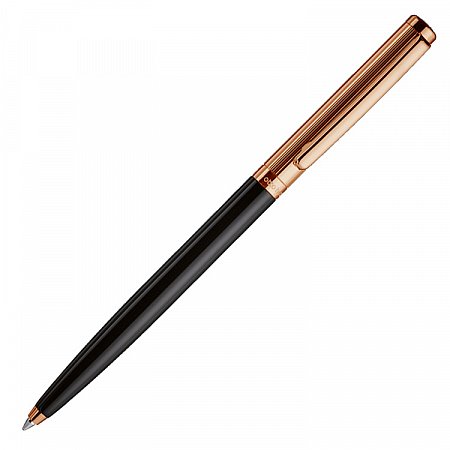 Otto Hutt Design 01 Rose Gold Guilloche Pinstripe Black - Ballpoint