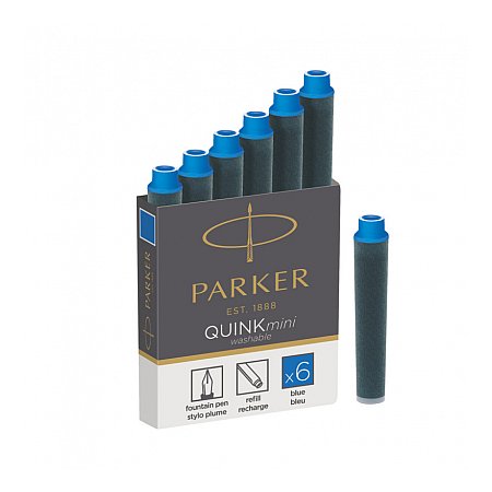Parker Quink Ink Cartridges Short (6 pcs) - Blue 