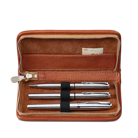 Sonnenleder Walser Leather Pencil Case for 3 Pens - Nature
