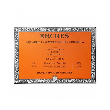 Arches Aquarelle, block 300g, 20 sheets, Grain Torchon - 18x26cm